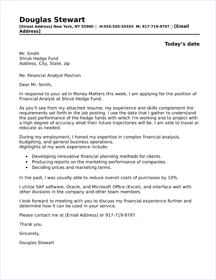 Cover Letter For Tax Analyst May 2022