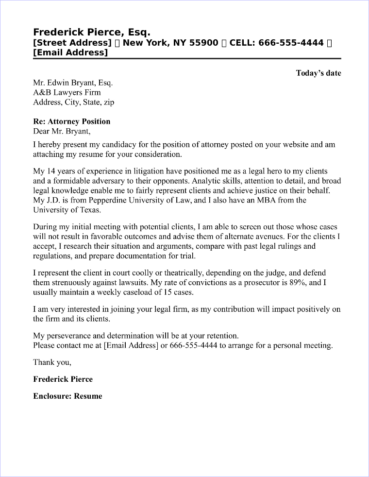cover letter sample attorney