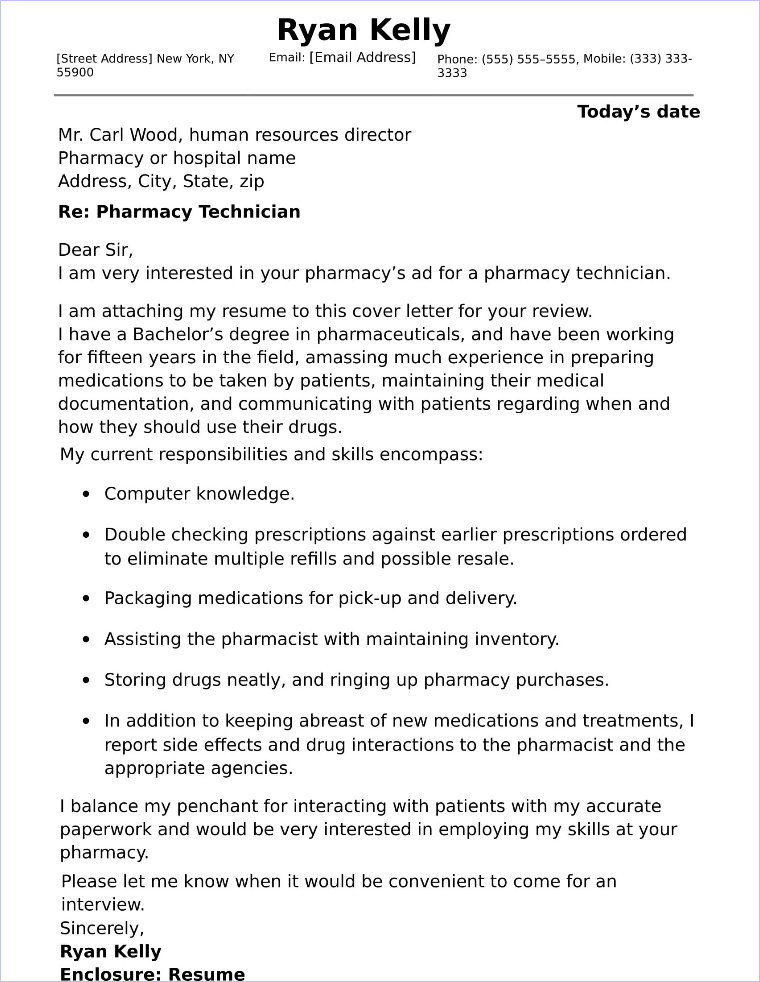 Cover Letter For Pharmacist Resume Photos