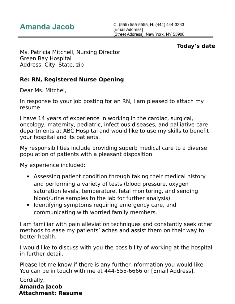 cover letter for registered nurse in aged care